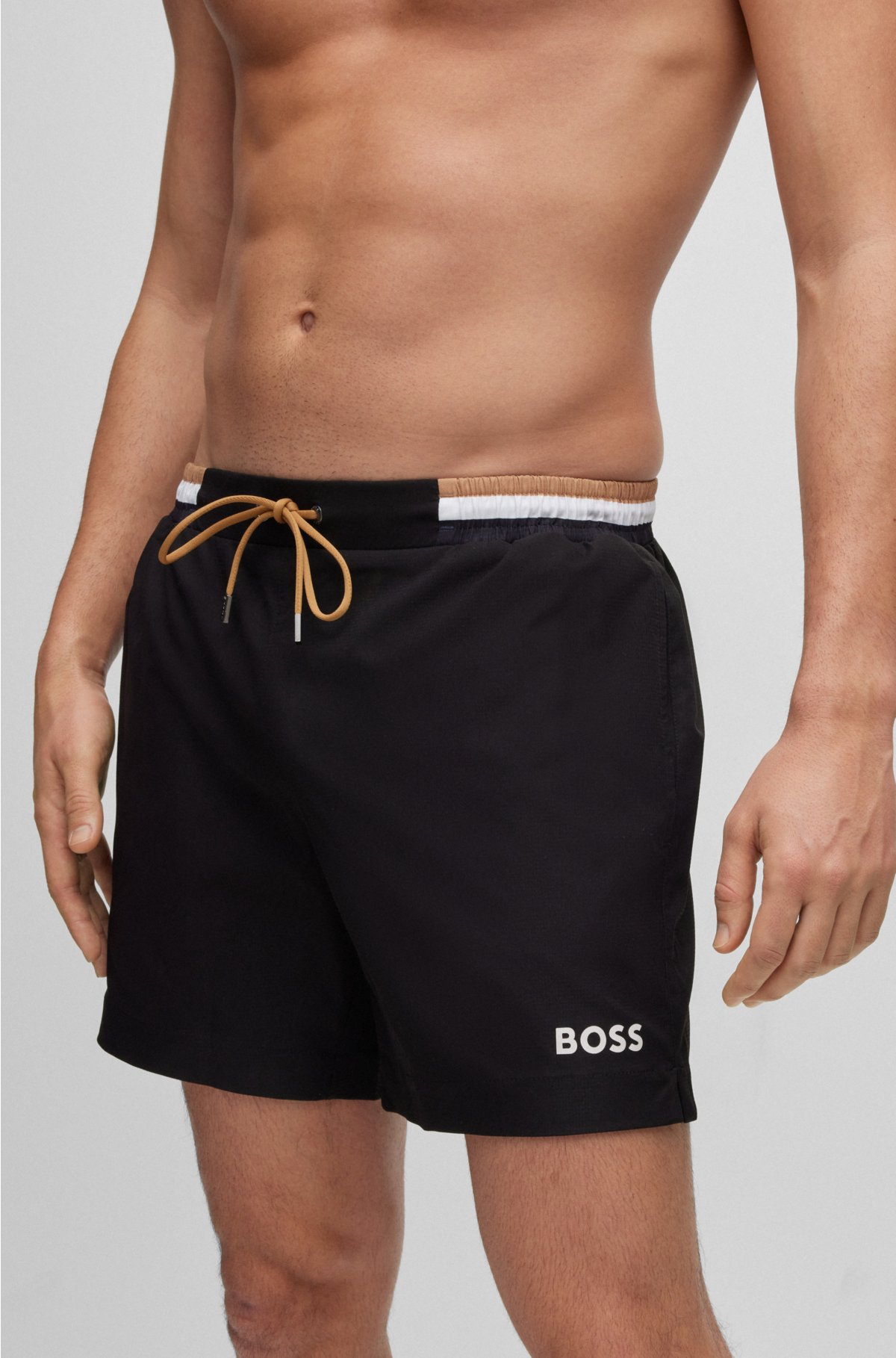 BOSS - Ripstop-fabric swim shorts with logo