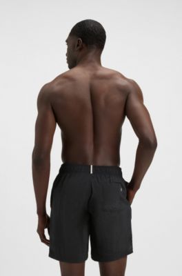 Swim shorts with 3D logo embroidery, Black