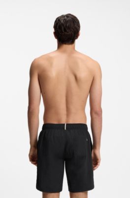Badeshorts mit 3D-Logo-Stickerei, Schwarz