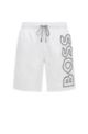 Recycled-material swim shorts with embroidered logo, White