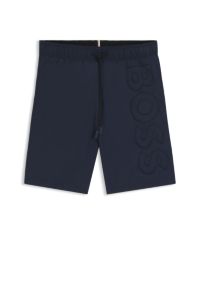 Swim shorts with 3D logo embroidery, Dark Blue