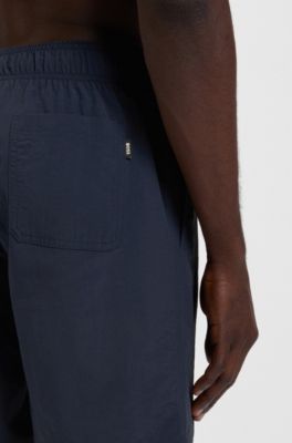 Badeshorts mit 3D-Logo-Stickerei, Dunkelblau