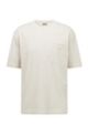 Garment-dyed T-shirt van katoenen jersey met logo op de borstzak, Lichtbeige