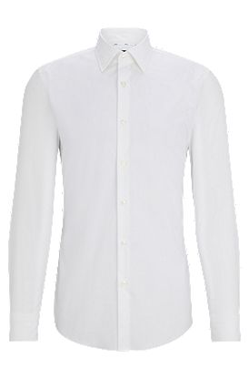Slim-fit shirt in easy-iron stretch-cotton poplin