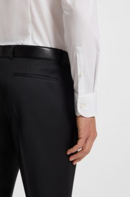 Slim-fit shirt in easy-iron stretch-cotton poplin, White