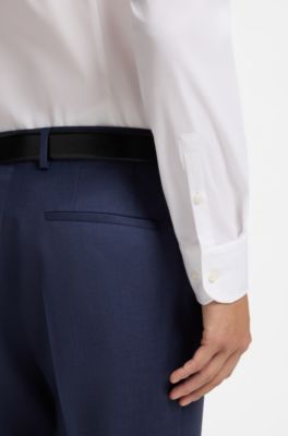Slim-fit shirt in easy-iron stretch-cotton poplin, White