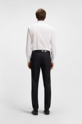 Slim-fit shirt in easy-iron stretch-cotton poplin, White