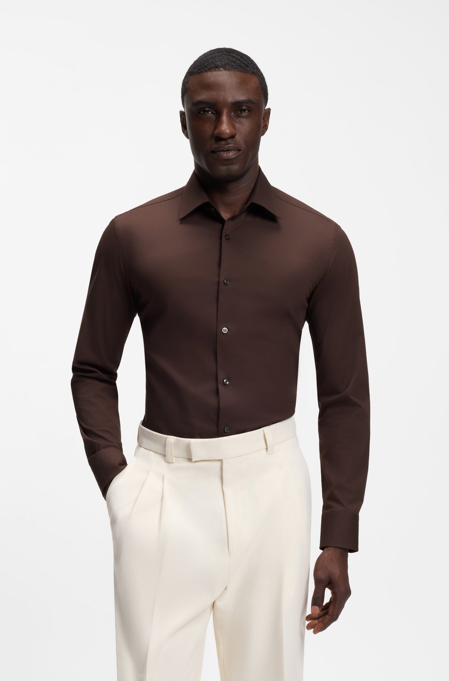 Boss Slim-fit stretch-cotton shirt skjortor & blusar herr