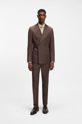 Slim-fit shirt in easy-iron stretch-cotton poplin, Light Beige