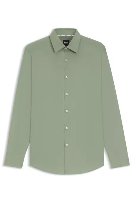 Chemise Slim Fit en popeline de coton stretch facile à repasser