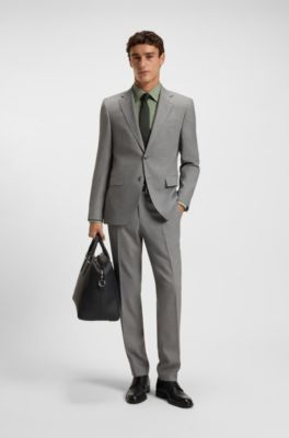 Slim-fit shirt in easy-iron stretch-cotton poplin, Light Green