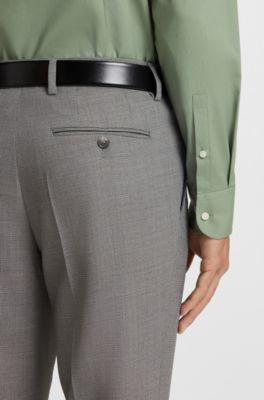 Slim-fit shirt in easy-iron stretch-cotton poplin, Light Green