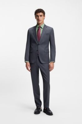 Slim-fit shirt in easy-iron stretch-cotton poplin, Light Green
