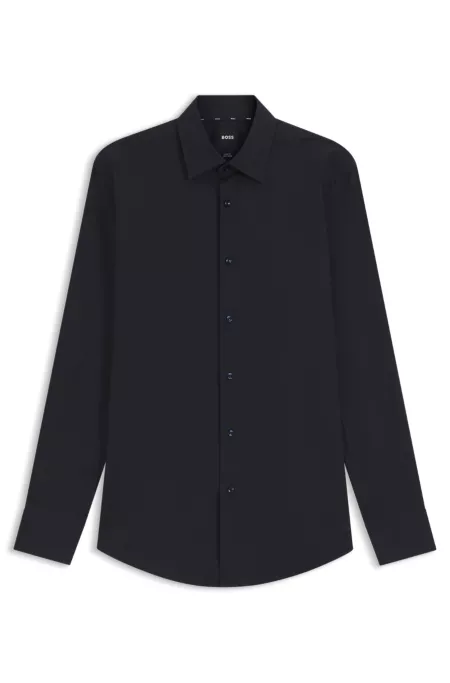 Slim-fit shirt in easy-iron stretch-cotton poplin