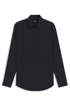 Slim-fit shirt in easy-iron stretch-cotton poplin