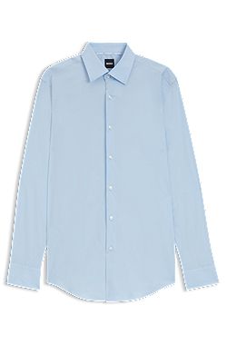 Slim-fit shirt in easy-iron stretch-cotton poplin