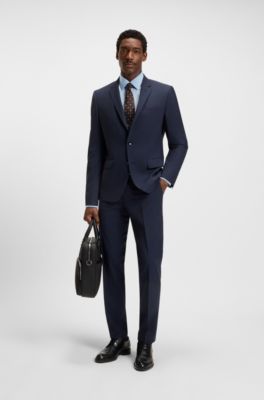 Camisa slim fit en popel&iacute;n de algod&oacute;n el&aacute;stico de planchado f&aacute;cil, Celeste