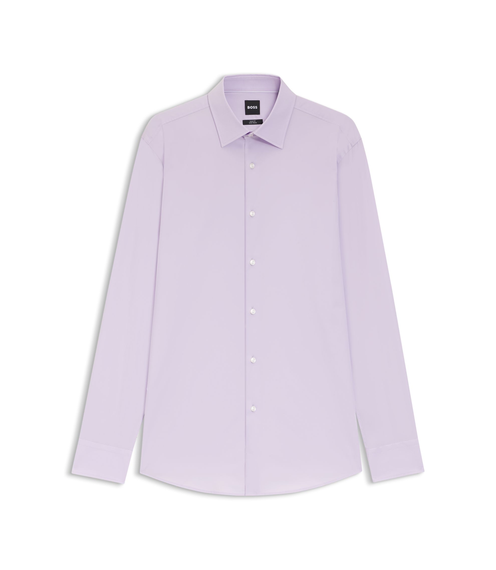 purple slim fit dress shirt Comfort Stretch Non-Iron Stripe Dress Shirt With Contrast Trim - Purple main image 0