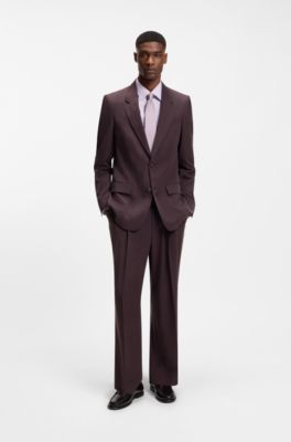 Slim-fit shirt in easy-iron stretch-cotton poplin, Light Purple
