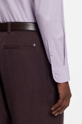 Slim-fit shirt in easy-iron stretch-cotton poplin, Light Purple