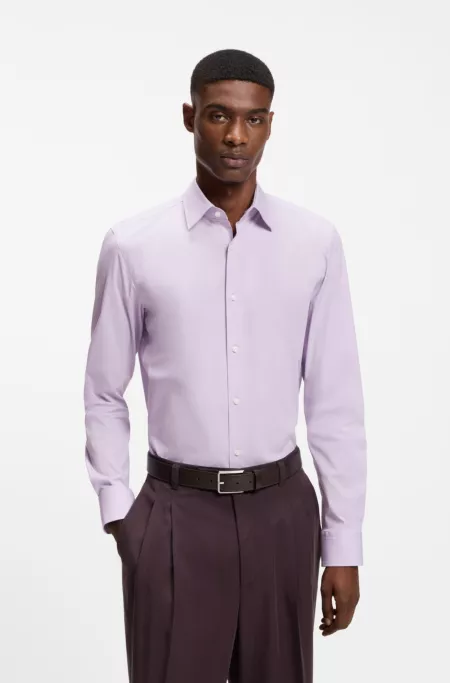 Slim-fit shirt in easy-iron stretch-cotton poplin