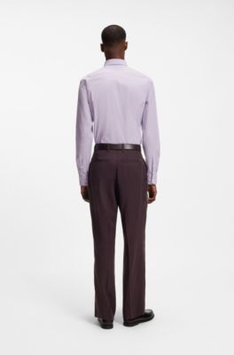 Slim-fit shirt in easy-iron stretch-cotton poplin, Light Purple