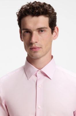 Slim-fit shirt in easy-iron stretch-cotton poplin, Light Pink