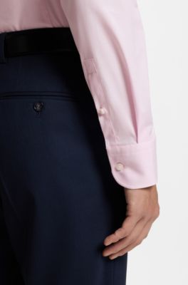 Slim-fit shirt in easy-iron stretch-cotton poplin, light pink