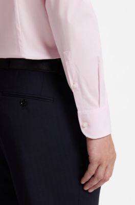 Slim-fit shirt in easy-iron stretch-cotton poplin, Light Pink