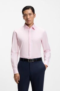 Slim-fit shirt in easy-iron stretch-cotton poplin, light pink