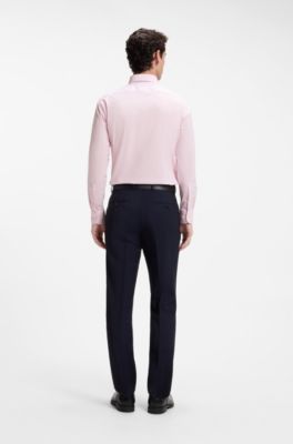 Slim-fit shirt in easy-iron stretch-cotton poplin, Light Pink
