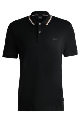 BOSS Slim fit polo shirt in cotton with striped collar