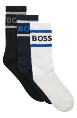 Hugo Boss Three-pack Of Short Socks With Stripes And Logo In Patterned