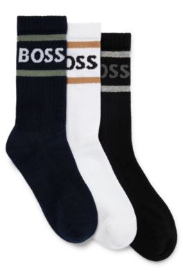 Hugo Boss Three-pack Of Short Socks With Stripes And Logo In Patterned