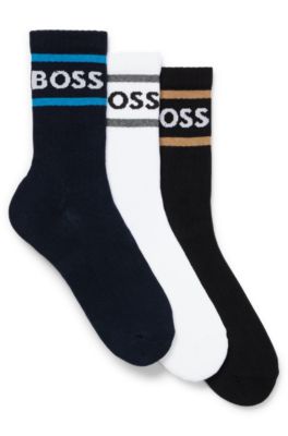 Hugo Boss Three-pack Of Short Socks With Stripes And Logo In Patterned