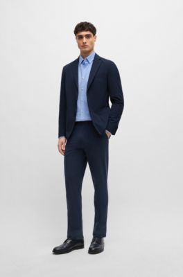 BOSS - Regular-fit shirt in structured cotton-blend jersey