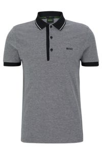 Slim-fit polo shirt with branded placket, Grey