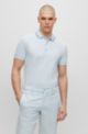 Slim-fit polo shirt with branded placket, Light Blue