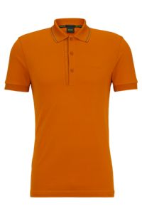 Slim-fit polo shirt with branded placket, Orange