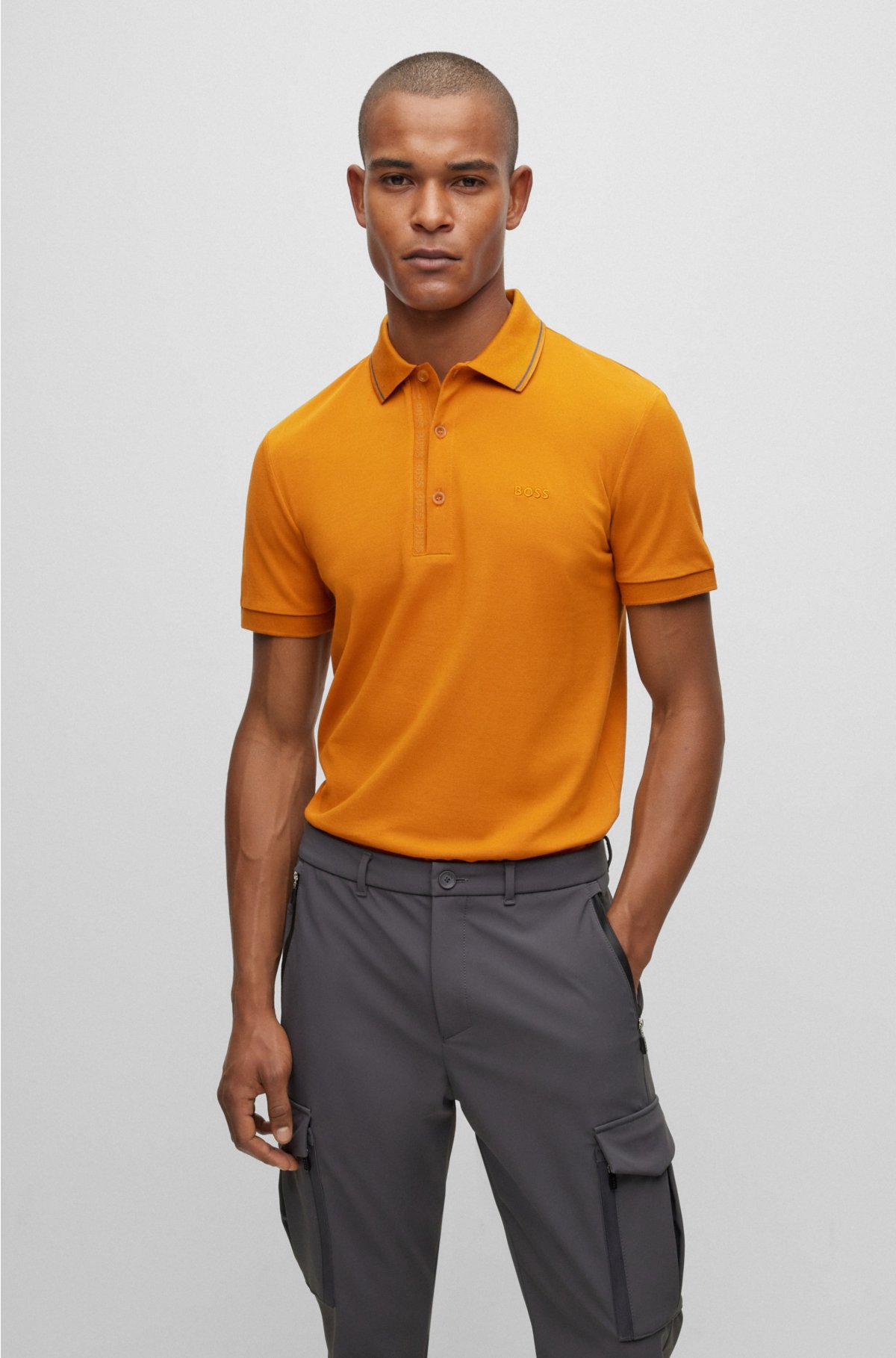 BOSS - Slim-fit polo shirt with branded