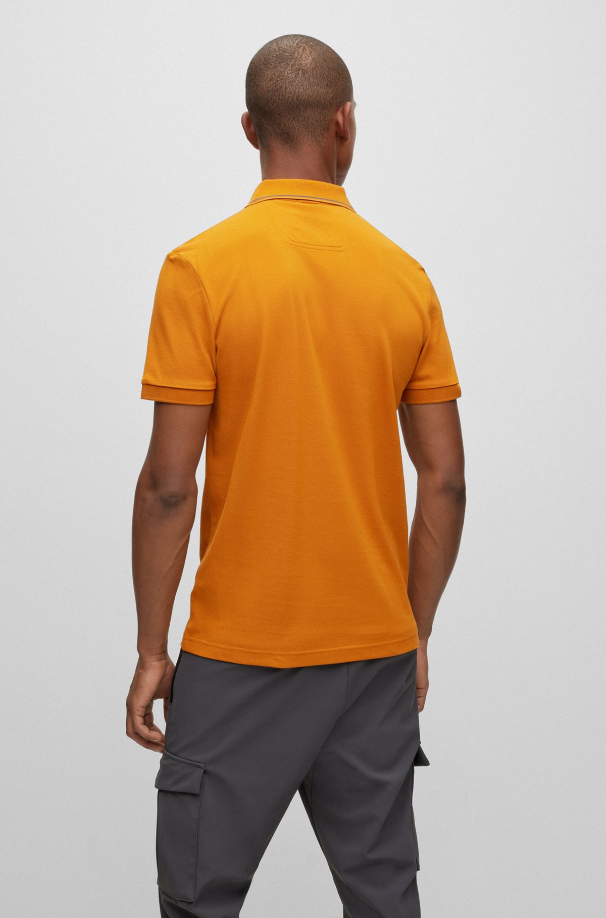 BOSS - Slim-fit polo shirt with branded placket