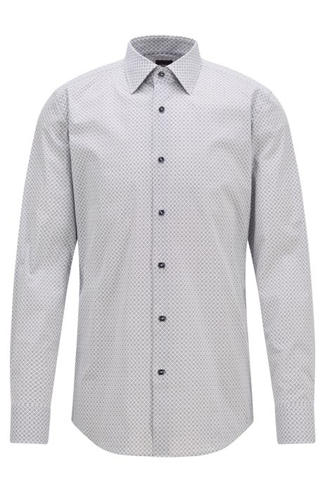 Camicia slim fit in popeline di cotone elasticizzato italiano stampato HUGO BOSS Uomo Abbigliamento Camicie Camicie eleganti 