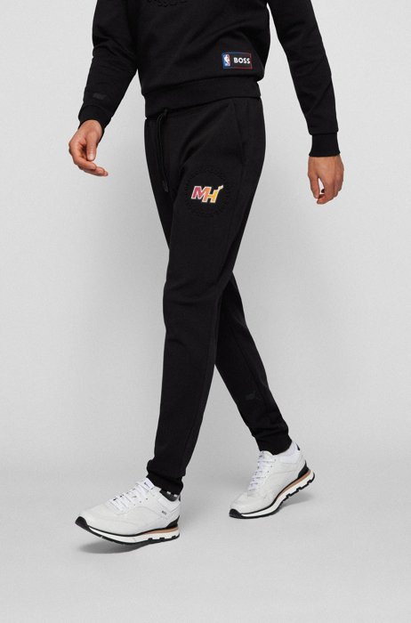 BOSS & NBA cotton-blend tracksuit bottoms with bold branding, NBA MIAMI HEAT