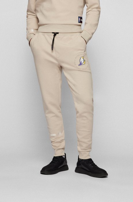 BOSS & NBA cotton-blend tracksuit bottoms with bold branding, NBA Lakers