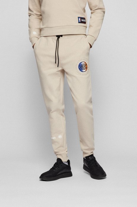 BOSS & NBA cotton-blend tracksuit bottoms with bold branding, NBA KNICKS