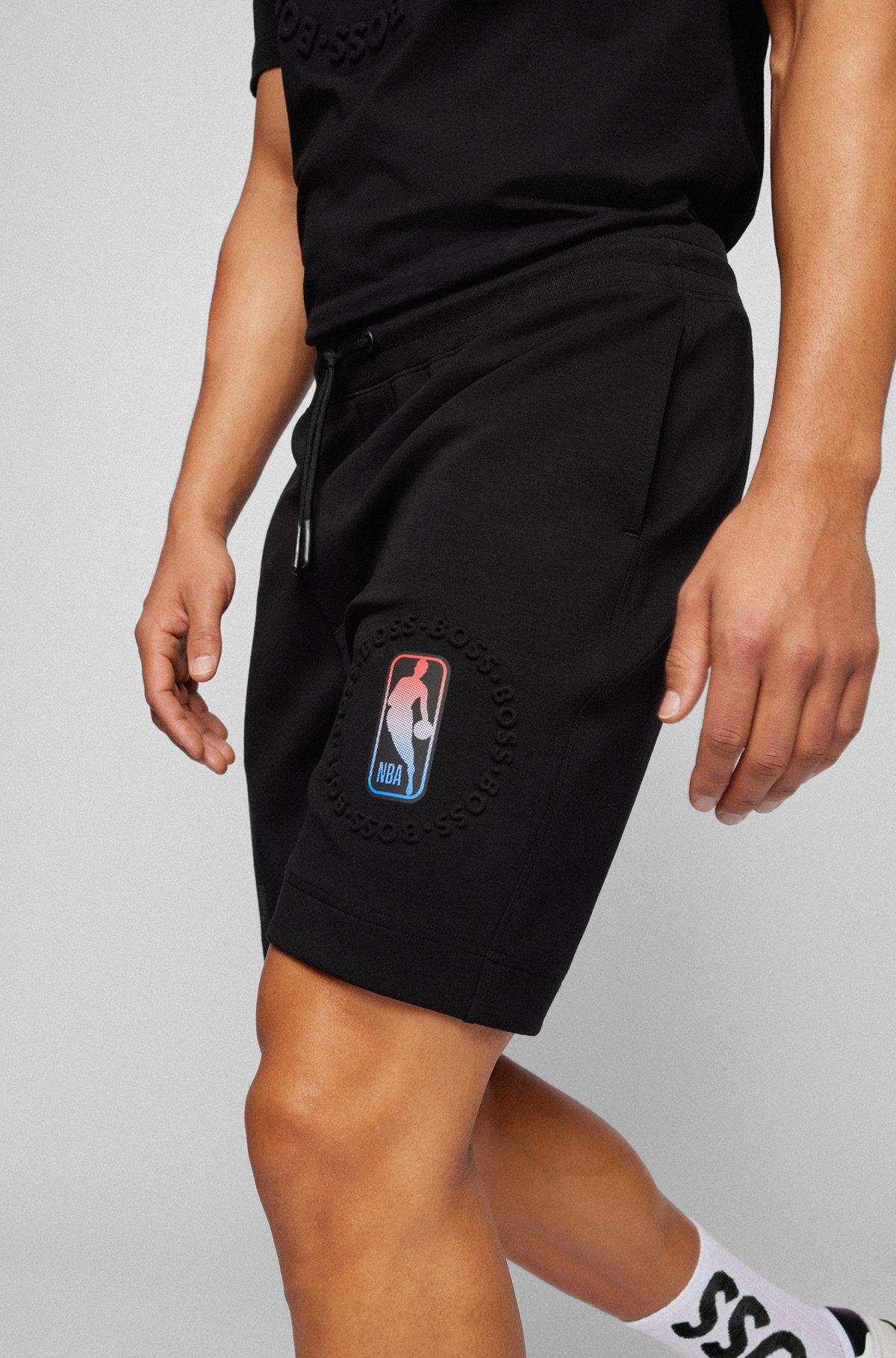 BOSS & NBA cotton-blend shorts with bold branding, NBA Generic