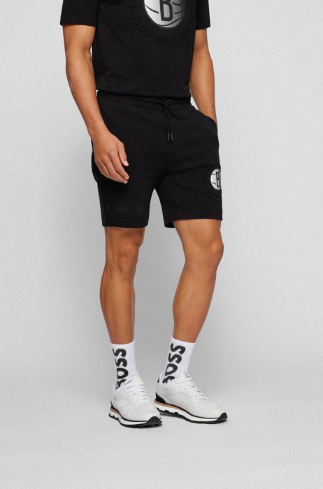 BOSS & NBA cotton-blend shorts with bold branding, NBA NETS