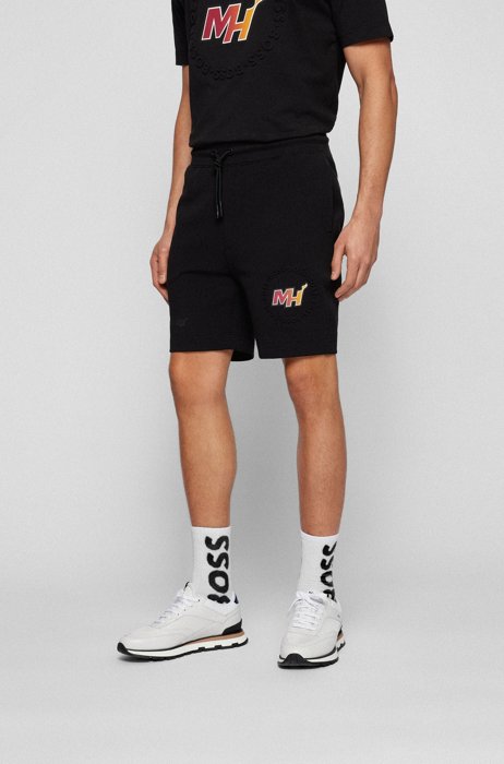 BOSS & NBA cotton-blend shorts with bold branding, NBA MIAMI HEAT