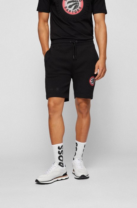 BOSS & NBA cotton-blend shorts with bold branding, NBA RAPTORS