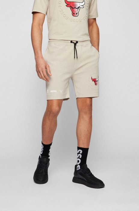 BOSS & NBA cotton-blend shorts with bold branding, NBA Bulls
